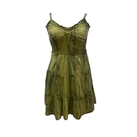 Women's Designer Cotton Dress ; Olive Green; Tie & Dye Print; Chest: 34