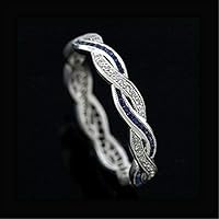 Cool Women Blue Sapphire 925 Silver Infinity Wedding Popular Gift Ring Size5-10 (5)