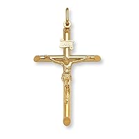 18K Solid Gold Crucifix Men's Pendant Necklace