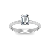 Choose Your Gemstone Solitaire Tapered Diamond CZ Ring in Sterling Silver Emerald Shape Stone Prong Setting Engagement Promise Daily wear Birthstone Rings for Girls Size US 4 to 12