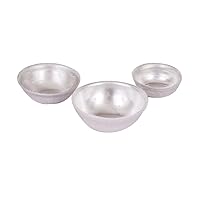 Dolls House 3 Mixing Bowls Metal Miniature Kitchen Baking Cooking Accessory, Silver