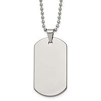 Tungsten Polished Dog Tag 22 inch NecklaceCustomize Personalize Engravable Charm Pendant Jewelry Gifts For Women or Men (Length 22