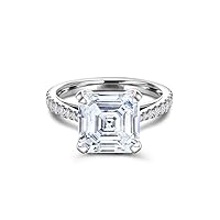 1.80 CT Moissanite Asscher Cut Solitaire Engagement Ring Solid 14K White Gold/925 Sterling Silver