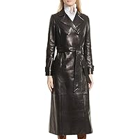 Women's Lambskin Leather Trench Jacket Over Coat KC-WLC-002