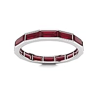 Ruby Baguette 4x2mm Full Eternity Band Ring | Sterling Silver 925 With Rhodium Plated | Beautiful Emerald Cut Eternity Ring For Girls And Women's
