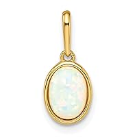 14k Gold Lab Simulated Opal Pendant Necklace Measures 6.4mm Wide 2.63mm Thick Jewelry Gifts for Women
