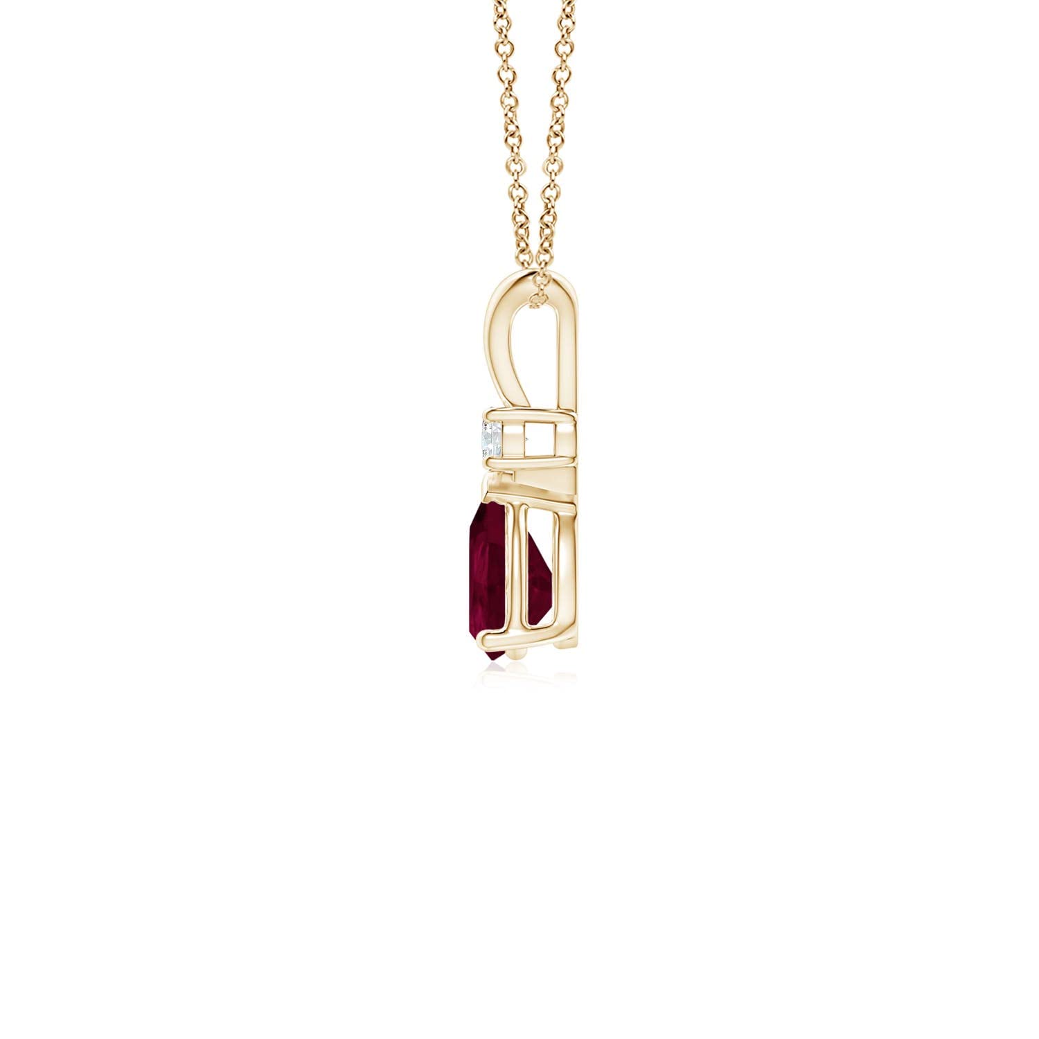 Angara Natural Ruby Teardrop Pendant Necklace with Diamond for Women, Girls in Sterling Silver / 14K Solid Gold/Platinum with 18