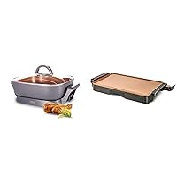 CRUX Electric Skillet with Glass Lid (1400 Watts) and CRUX Electric Griddle with Nonstick Ceramic Coating (1650 Watts)
