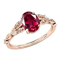 Art Deco 2.5 CT Red Ruby Engagement Ring Oval Shaped Ruby Wedding Ring Antique Leaf Engagement Ring 14k Rose Gold Ruby Bridal Promise Ring For Her