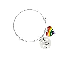 Fundraising For A Cause | Rainbow Heart “Love is Love” Retractable Charm Bracelets – Rainbow Pride Bracelets for LGBTQ Awareness, Pride Month, Promotional Events, Gift-Giving & More!