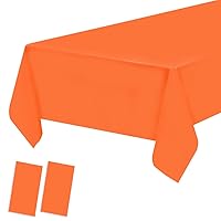2 Pack Plastic Tablecloths Disposable Plastic Table Covers Table Cloths Christmas BBQ Picnic Birthday Wedding Parties Xmas TableCloth Oil-proof Table Cloth Thin Orange Table Cover 54 x 108 In
