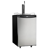 Danby DKC054A1BSLDB 5.4 Cu.Ft. Kegerator, Auto Defrost and Mechanical Thermostat, Keg Cooler with Scratch-Resistant Worktop and Reversible Door Hinge, Single Tap, Steel
