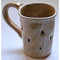 Square Cream Mug with Cobalt Dimples Wheel Thrown Pottery