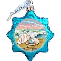 Pearl Shell Glass Ornament, Coastal Decor - 775485 Coastal Art by G.DeBrekht