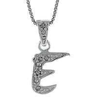 Sterling Silver Fancy Block Initial Letter A Pendant with Crystals, 3/4 inch