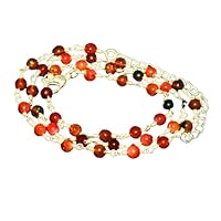 925 Sterling Silver Natural Multi Color Black Fire Opal Beaded Strand Necklace Gift