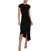 Laundry by Shelli Segal Women's Midi Cap Sleeve Asymmetrical Knot Front Dresses