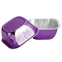 Square 4Inch 8 Ounce 230ml 20/PK Disposable Aluminum Foil Cups for Muffin Cupcake Baking Bake Utility Ramekin Cup (Purple)