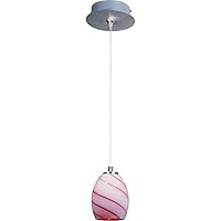 ET2 Lighting E94536-107SN Mini Pendant with Cherry Swirl Glass Shade, Satin Nickel Finish