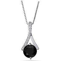 Romantic 6.00MM Round Cut Gemstone Prong Set 14K White Gold Plated 925 Sterling Sliver Fashion Pendant Necklace for Women Girls