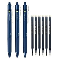 FriXion Ball Knock Retractable Erasable Gel Ink Pens, Extra Fine Point 0.7mm, Blue Black Ink, 3 Pens & 6 Refills Value Set