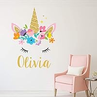 Unicorn Wall Decal Art Personalized Name Wall Decals Girls Bedroom Nursery Wall Decor Removable Vinyl Wall Stickers ND15 (24