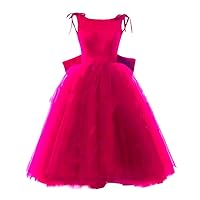 Women's Backless Short Prom Dresses Evening Party Formal Gown A Line Tulle Tea-Length