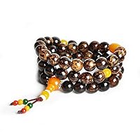 12mm Tibet Buddhism 54 Flower Bodhi Root Prayer Beads Mala Necklace