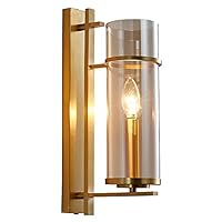 Lighting Wall Sconce,1 Light Bathroom Vanity Wall Light with Clear Glass,Golden Finish E14 Wall Light,for Bedroom Living Room Hallway Kitchen-Copper 10x40cm