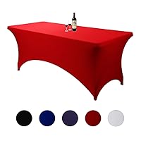 6ft Red Fitted Spandex Tablecloths Rectangular Wedding Party Banquet Stretch Table Cover