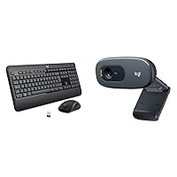 Logitech MK540 Advanced Wireless Keyboard and Mouse Combo - Black & C270 HD Webcam, HD 720p/30fps, Widescreen HD Video Calling, HD Light Correction, Noise-Reducing Mic - Black