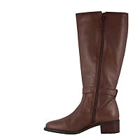 David Tate Womens Allegria Leather Stacked Heel Knee-High Boots