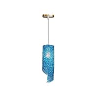 Chandeliers Color Creative Iron Chandelier Rattan Chandelier Modern Home Chandelier Guest Restaurant LED Lighting Shop Aluminum Wire (Color : Blue)