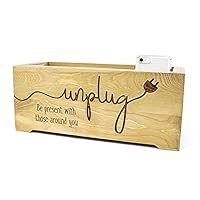 Unplug Box Rustic Wood Planter - Personalized Family Cell Phone Holder with Optional Charging Station