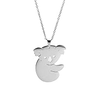 Koala Pendant Necklace Stainless Steel Animal Cute Stick Figure Jewelry for Women Girls
