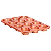 12-cup Copper Oven Muffin Pan, Non-Stick Coated Layer Surface, Even Heating Muffin Tray for Muffins, Cupcakes, Pastries & Mini Pies, Used for Model Number NCBSCC54