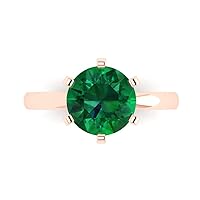 3.1 ct Brilliant Round Cut Stunning real Simulated Emerald Solid 18K Rose Gold Solitaire Anniversary Promise Engagement ring