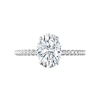 Moissanite Solitaire Engagement Ring for Her, 2.5 Carat Oval Cut, White Gold Rin for Women