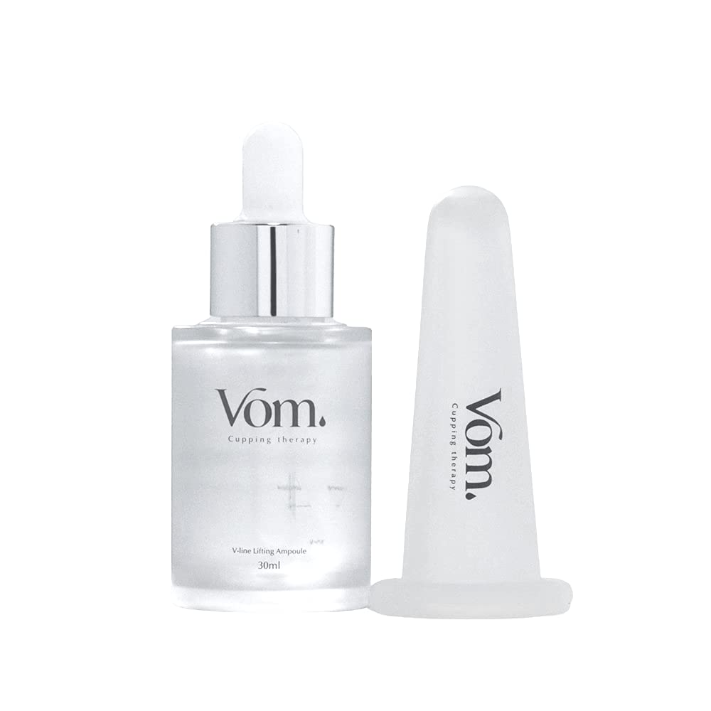 VOM Korean Facial Pentapeptide Serum 30ML with Cupping Massage Kit for Face V-line Improvement, Skin Firming, Anti Wrinkle, Saggy Face Skin Tightening
