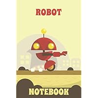Robot Notebook - On Wheel - Yellow - Red - College Ruled
