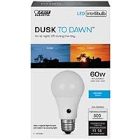 Feit Electric LED Dusk-to-Dawn Light Bulb, A19 60W Equivalent, 5CCT, Non-Dimmable, E26 Medium Base, 90 CRI, 800 Lumens, Standard Light Bulb with Switch on Bulb, 13-Year Lifetime, OM60/5CCTCA/DD/LEDI
