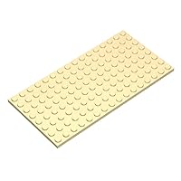 Classic Beige Plates Bulk, Beige Plate 8x16, Building Plates Flat 5 Piece, Compatible with Lego Parts and Pieces: 8x16 Beige Plates(Color: Beige)