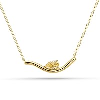 18K Yellow/White/Rose Gold Crescent Bar Necklace With 0.70 TCW Natural Diamond (Pear Shape, Yellow Color, VS-SI2 Clarity) Dainty Necklace, Necklaces For Women, Gift For Her, Fine Jewelry For Women