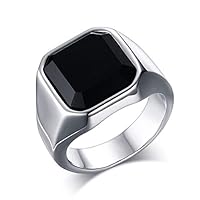 Solid Gold 10/14/18k Black Onyx Men's Rings Yellow/White Gold Natural Black Onyx Wedding Men's Ring Anniversary Band Ring for Valentine's Day Gift For Him,Free Engrave