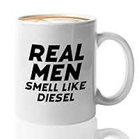 Mechanical Engineering Coffee Mug 11oz White - Real men smell like diesel A - Auto Mechanic Humor Car Enthusiast Garage Industrial Civil Engineering Student
