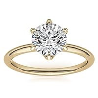 925 Silver 10K/14K/18K Solid Yellow Gold Handmade Engagement Ring 1 CT Round Cut Moissanite Diamond Solitaire Wedding/Bridal Ring Vintage Antique Anniversary Best Ring Gift for Wife