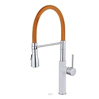 Faucets,Kitchen Faucet and Chrome Kitchen Sink Crane Deck Mount Pull Down Dual Sprayer Nozzle Hot Cold Mixer Water Taps/Orange