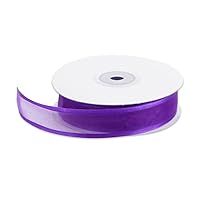 Leading Linens Organza Ribbon 25 Yard Roll 7/8 Inch Wide Party Decoration - 26 Colors - Solid Purple