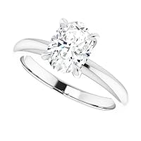 10K Solid White Gold Handmade Engagement Ring 1.0 CT Oval Cut Moissanite Diamond Solitaire Wedding/Bridal Rings for Women/Her Propose Ring