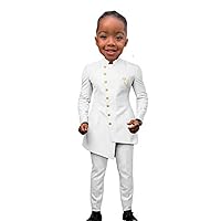 Boys Suit Jackets Slim Fit 3 Pieces Standing Collar African Jacket Blazer Tail Tuxedos Formal Suits Party Blazer